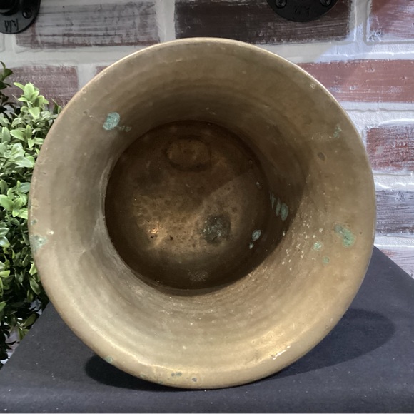🟡 Vintage Solid Brass Caldron With Handles - Patina - Collectible - Heavy - Nice - Picture 8 of 12